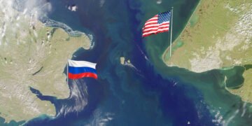 La corta distancia territorial entre Estados Unidos y Rusia.