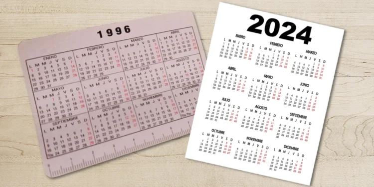 Calendarios de 1996 y 2024 son idénticos y causan sensación en internet