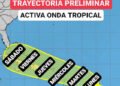 Una activa onda tropical se mueve en el Atlántico central con trayectoria directa hacia la región del Caribe