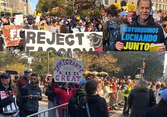 Dominicanos participan en movilizaciones en Nueva York contra planes de Trump de deportaciones masivas de ilegales